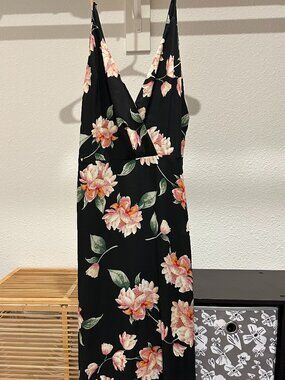 chinese dress ladies Floral Elegance Long Sleeve Surplice Maxi Dress main image 1